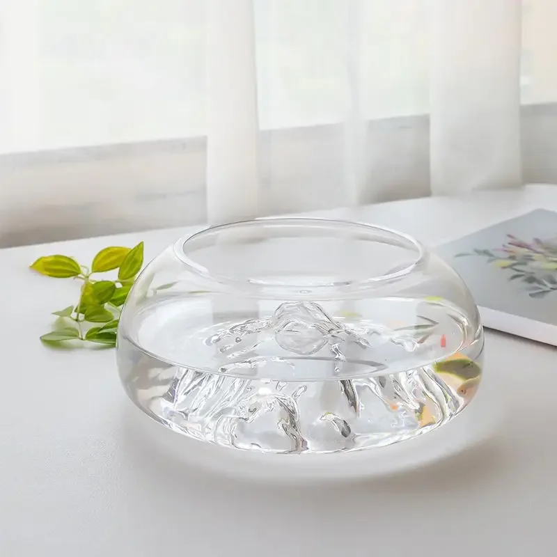 فيض خزان الأسماك سطح المكتب شفافة غرفة المعيشة الصغيرة مكتب المنزل سميكة الإبداعية خزان الأسماك الدائرية الأسماك الزينة الصغيرة