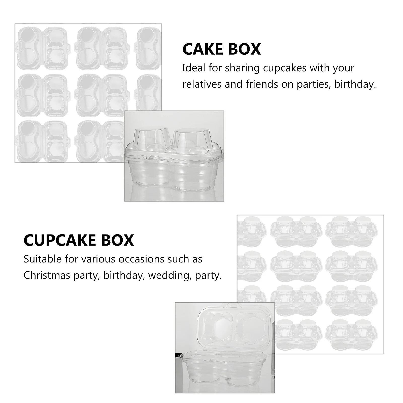 

50 шт., коробка для торта, прозрачный штабелируемый бумажный контейнер для хранения, коробка для десерта для кексов, упаковка, контейнер для торта