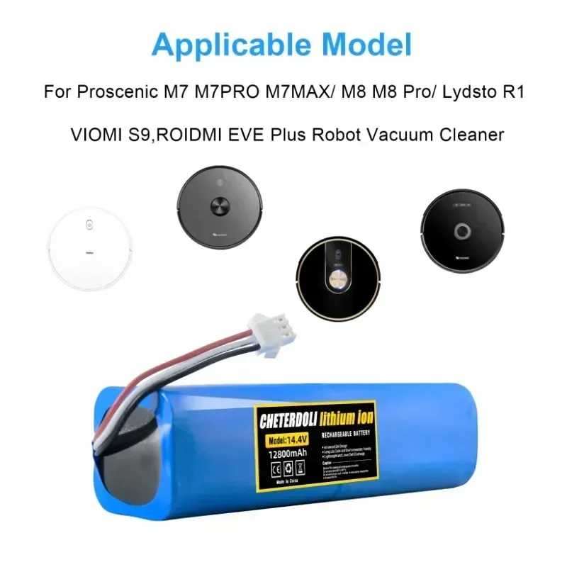 

New BatteryFor Proscenic M7Pro,M7Max,M8Pro,Lydsto R1,VIOMI S9,ROIDMI EVE Plus Robot Vacuum Cleaner Li-ion Battery 14.4V 6800mAh