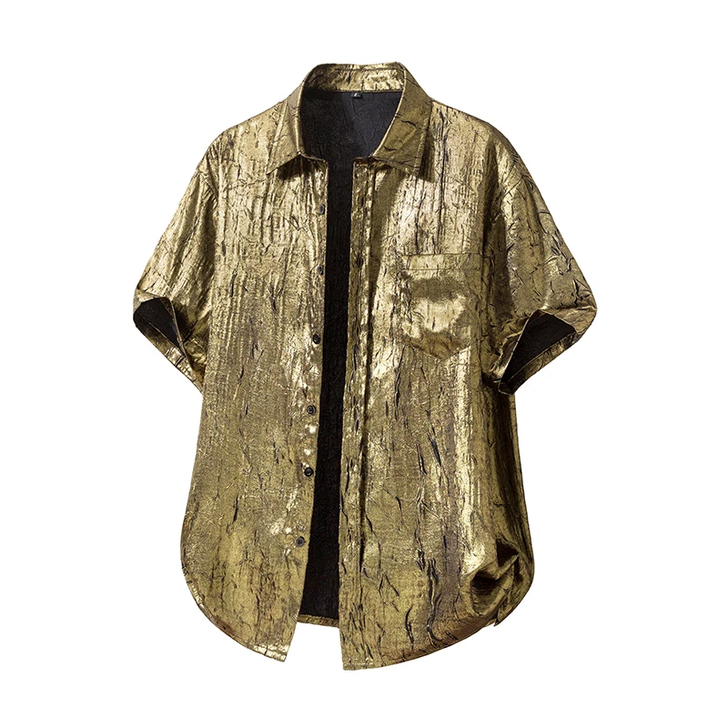 

Mens Sequin Short Sleeved Shirt Slim Fashion Short Sleeved T Shirt Hipster Mens Bright Shirt Nightclub Base Shirt Man Clothes