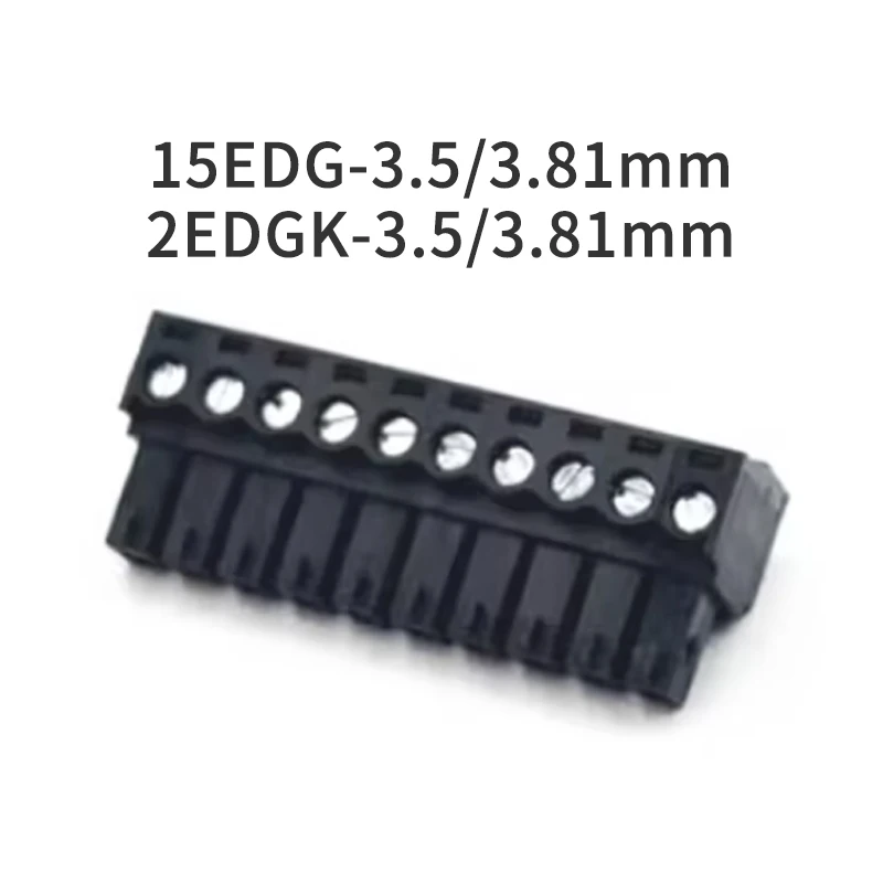 (10 Pcs) Plug-in PCB terminal block 15EDG-3.5/3.81mm Black 2EDGK-3.5/3.81mm Plug Wiring Terminal Block 2P 3P 4P 5P 6P 7P 8P~16P