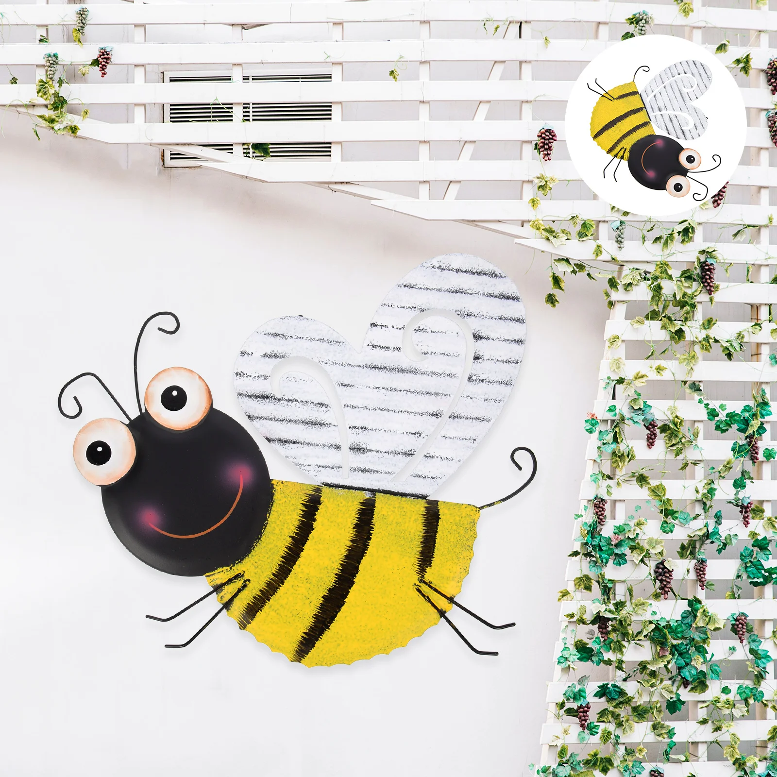 

Bee Wall Hanging Parts Decoration Metal Themed Wrought Iron Decorations Outdoor Garden Hive Bees Artwork