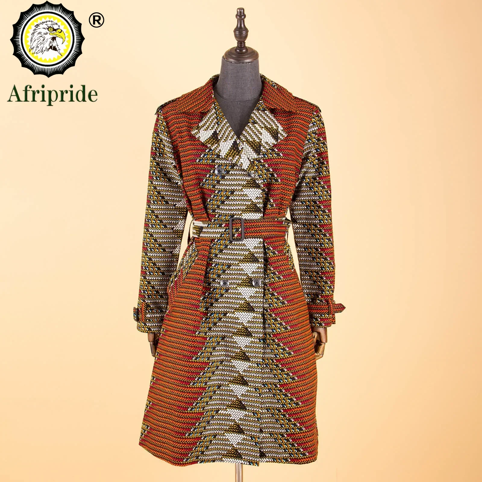 2026African Coats for Women Bazin Riche Ankara Attire Pure Cotton Trench Private Custom Wax Batik Print Trench S1824015