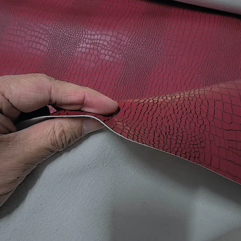 Good,Wine Red Matte Crocodile PU Leather Fabric,Bump Stripe Imitation Genuine Leather Fabric,Sewing Material,DIY Bag,Sofa Cover - view 2
