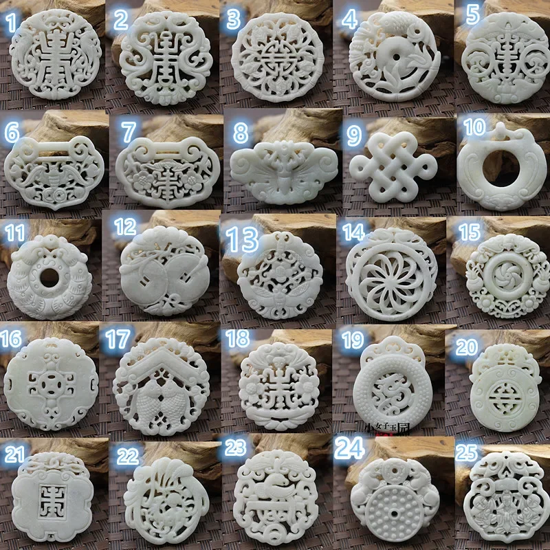 Naturalna biel Jade rzeźbiony smok przynoszący szczęście nietoperz wisiorek z motywem zwierzęcym naszyjnik dwustronna rzeźba biżuteria moda Amulet szczęście prezent kobiety