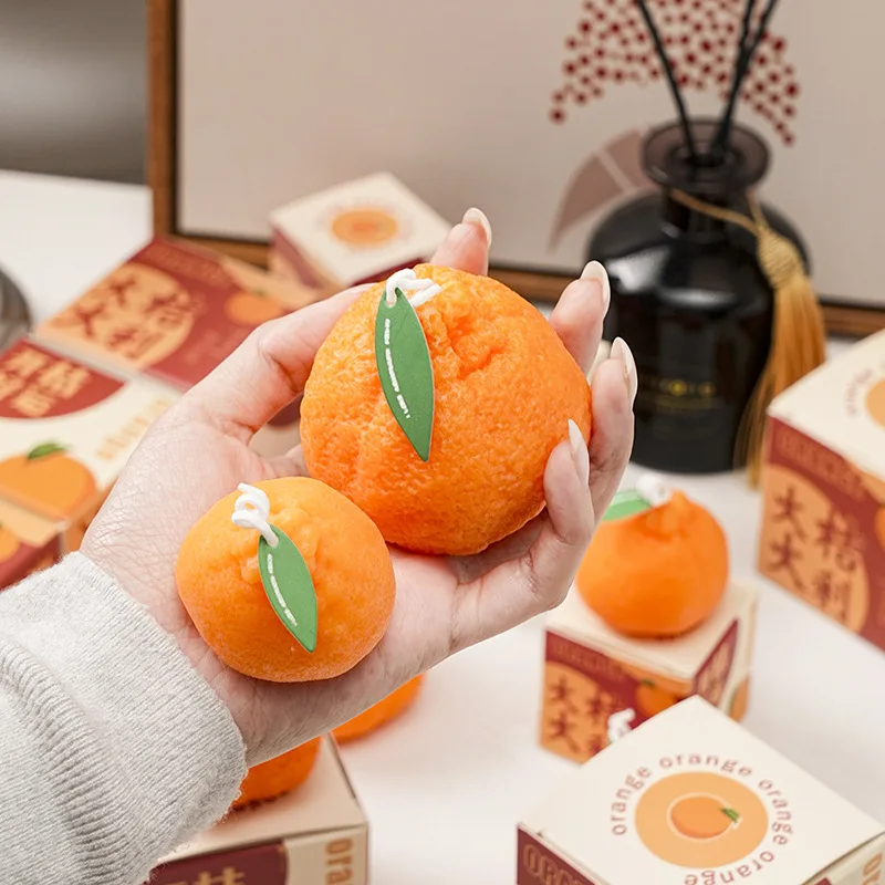 Ugly Cute Orange Aromatherapy Candle, 2 Size Options Available Air Purifying Home Decor Gift for Relaxation, Good Luck Symbol