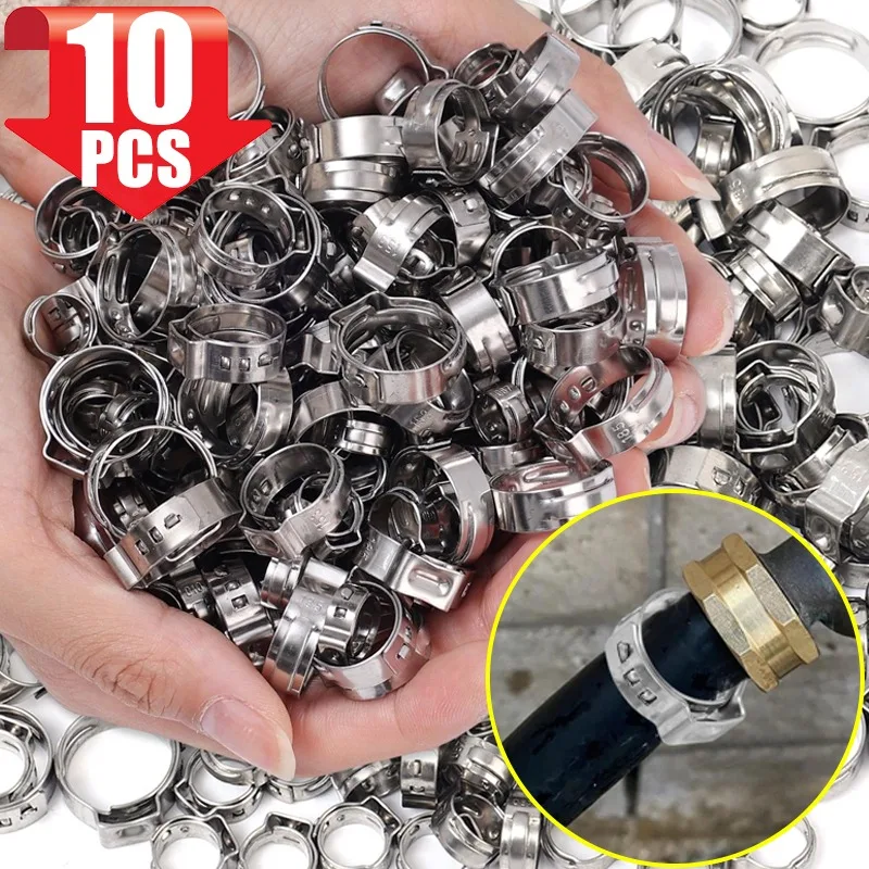 

Stainless Steel Single Ear Stepless Hose Clamp Car Fuel Line Water Pipe Vacuum Tube Pinch Ring Crimp Fastener Auto Repair Parts