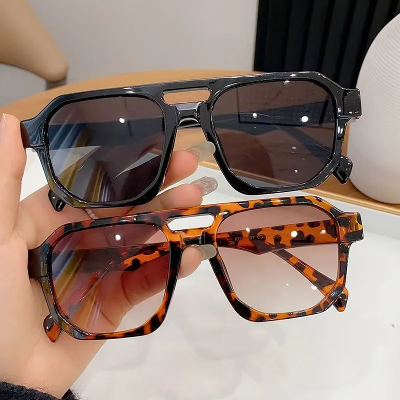 

New Retro Double Bridge Square Sunglasses For Women Men Fashion Luxury Design Sun Glasses Trending Women Shades UV400 Eyeglasse