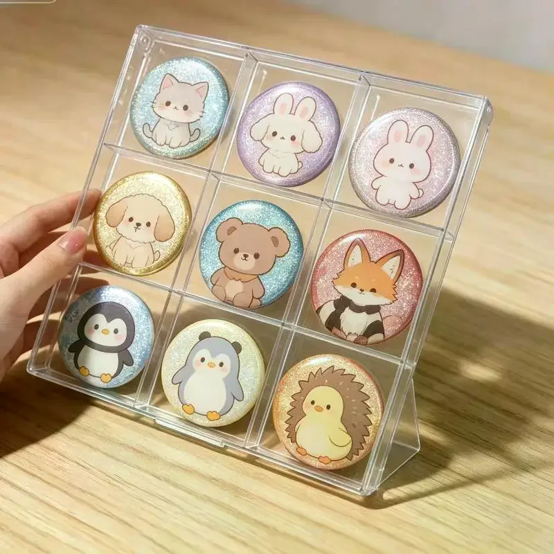 /GJ/Display Stand 9-Grid Desktop Storage Organizer Anime Pin Dedicated Storage Display Plastic Badge