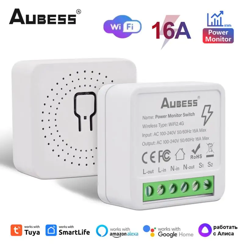 

Умный мини-переключатель AUBESS Tuya с Wi-Fi, 16 А