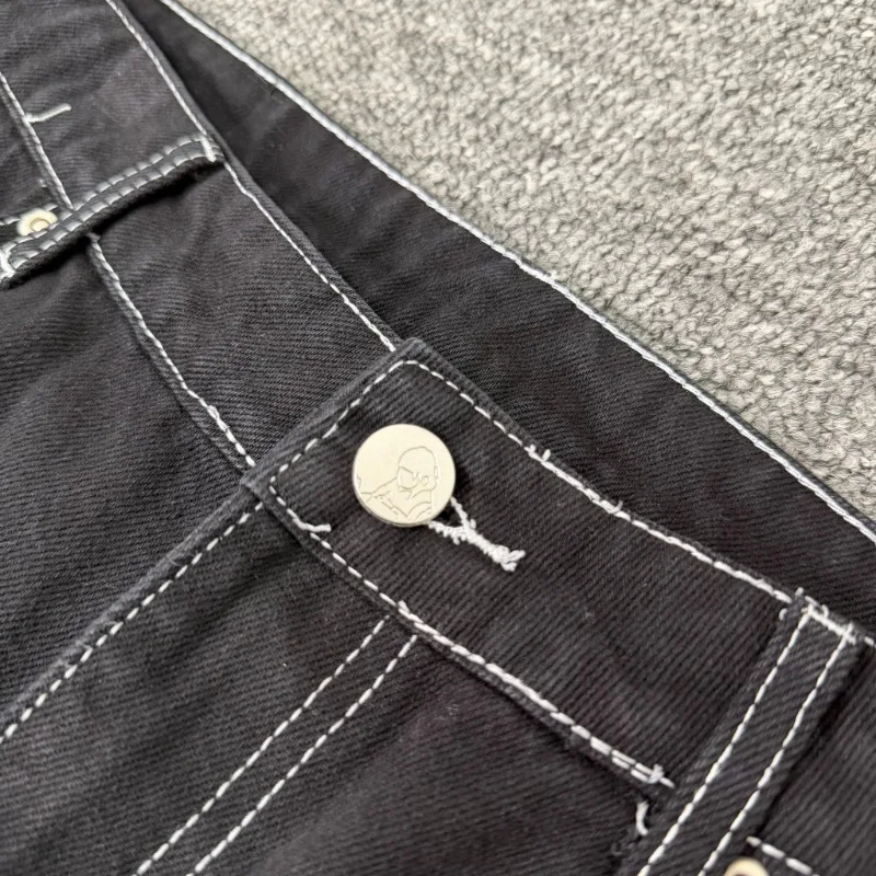 Y2K Derschutze Jeans High Quality Gothic Vintage Embroidered Hip Hop Denim Leg Pants for Men Women view 4
