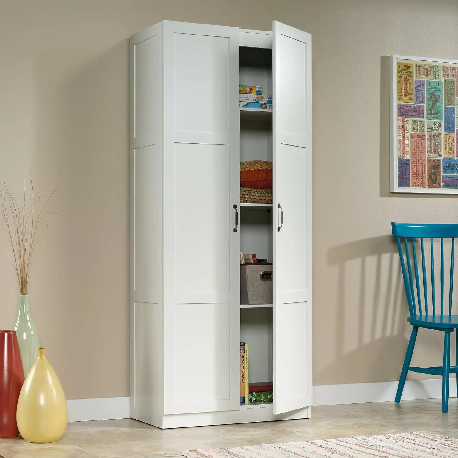 Select Storage Cabinet/ Pantry cabinets, White finish  50 lbs, accommodating heavy and bulky items.USA