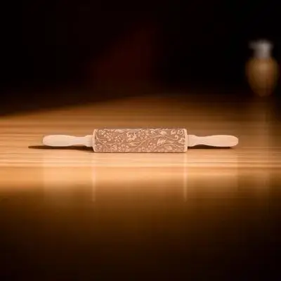 

Embossed Rolling Pin Beech Wood Patterned Baking Tool For Fondant Cookies Pastry Dough Crust Decoration Kitchen