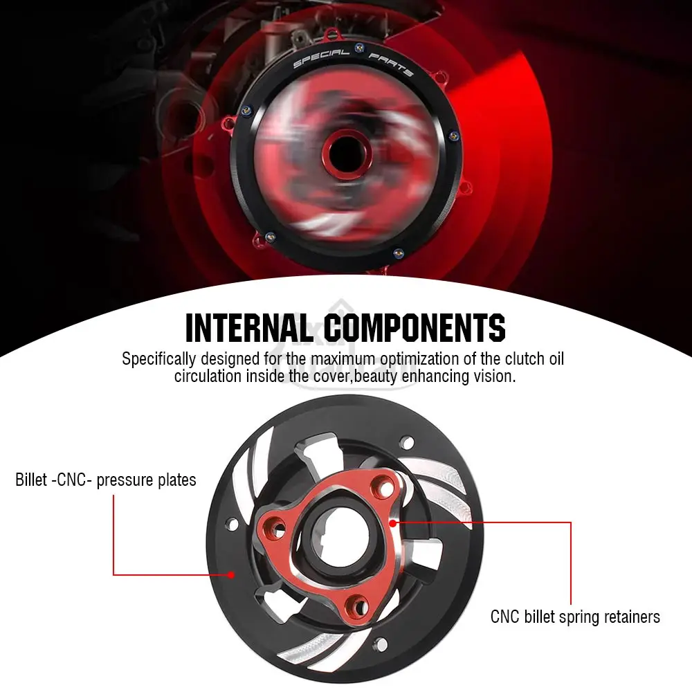 Aluminum Clear Clutch Cover for DUCATI V4 Protective Kit Fits for Models Panigale, Streetfighter, Diavel, Multistrada 2018-2024