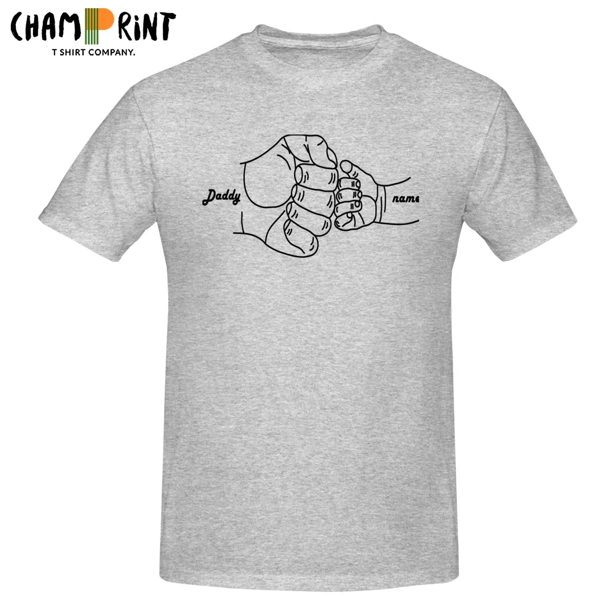 Hand-Painted Dad Child Fist Bump Father's Day Special Dad T-Shirt Personalized Grandpa Graphics Fun and Cute Holiday Gift Top