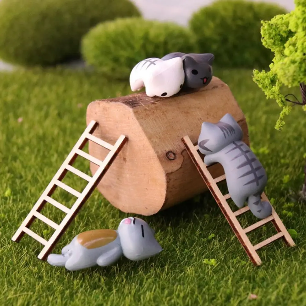 Desktop Ornament Home Decor 2 Pcs Miniature Wooden Garden Ladder Set Fairy Garden Ornament for Diy Crafts Micro Landscape 97