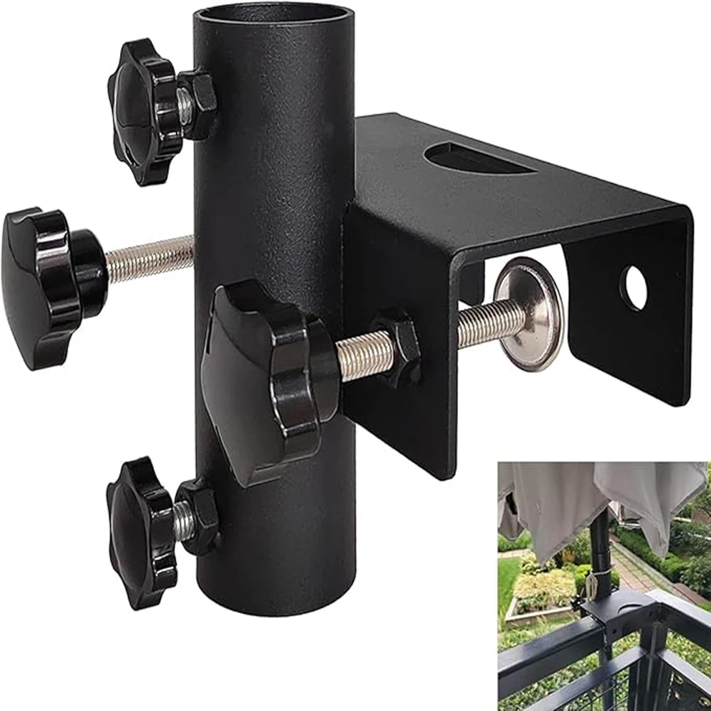 Balcony Umbrella Holder Clamp Garden Fence Parasol Decking Holding Bracket Stand For Outdoor Park Courtyard Fence Garden