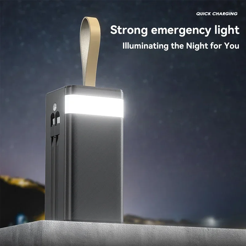 Xiaomi 50000mAh zagęszczony Bank energii słonecznej o dużej pojemności wbudowane kable zewnętrzne baterie LED Light Power Bank dla iPhone Lenovo