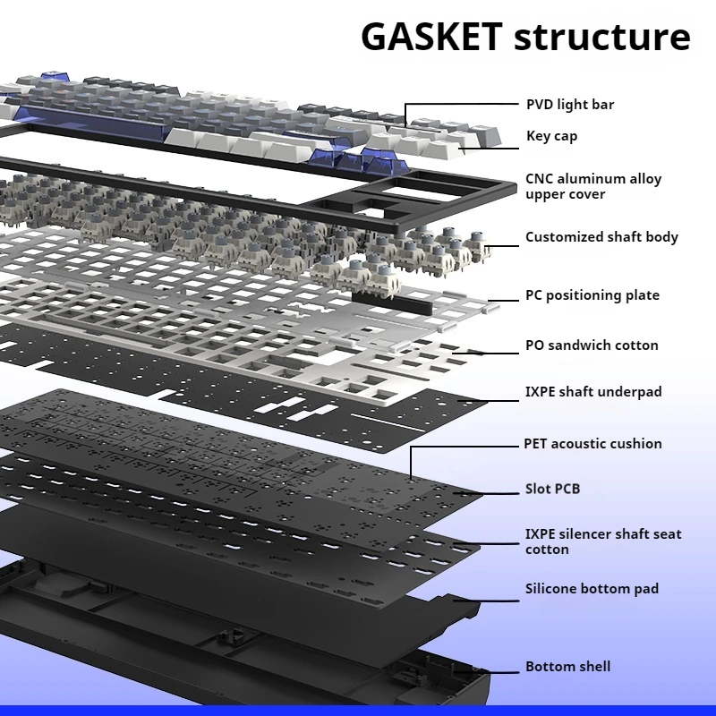 ATK Z87 E-Sports Mechanical Keyboard Low Latency Three Mode Customized Gasket Structure Full Key Hot Swap Side Carving Keyboard