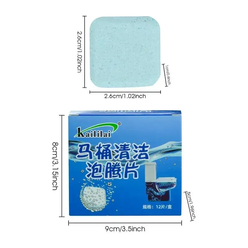 12Pcs Toilet Tablets Automatic Flushing Blue Bubble Toilet Bowl Cleaner Concentrated Toilet Cleaning Tablets Long Lasting Toilet