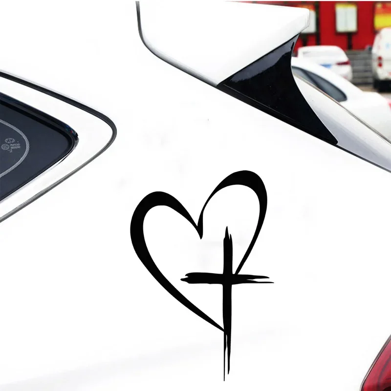 Love Heart Cross Auto Stickers Creatieve Achterste Glazen Reflecterende Vinyl Film Waterdichte Sticker Achterbumper Raam Auto-Accessoires