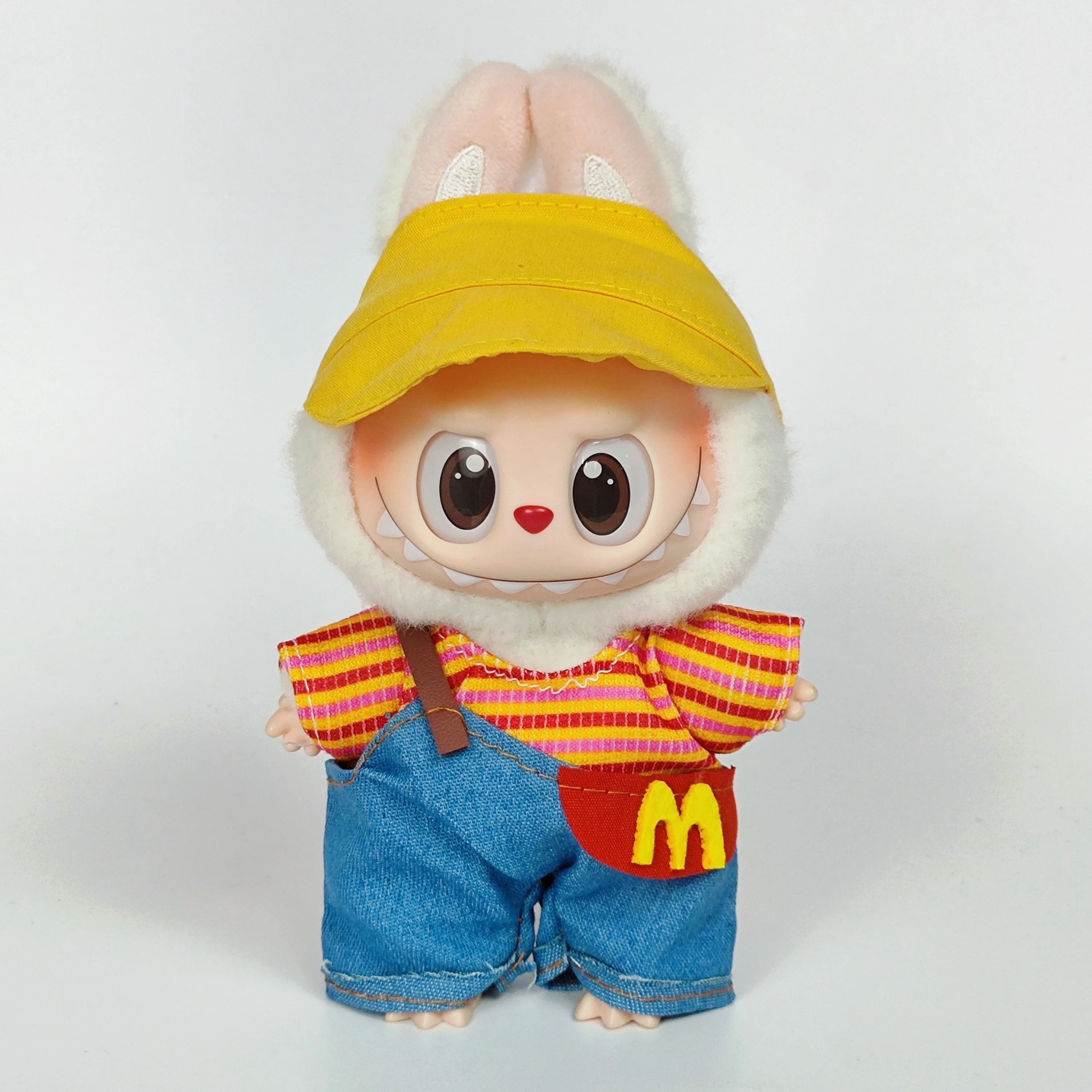 الفقرة 17 سنتيمتر labubu 3.0 bonecas acessorias لتقوم بها بنفسك roupas de boneca batimento cardíaco orelhas longas coelho peludo traje dos desenhos