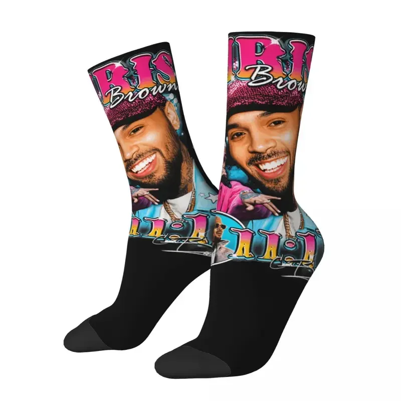 Y2K Crazy 2024 Chris Brown 11 Tour Theme Design Basketball All Season HipHop Homage Cute Middle Tube Socks Non-Slip