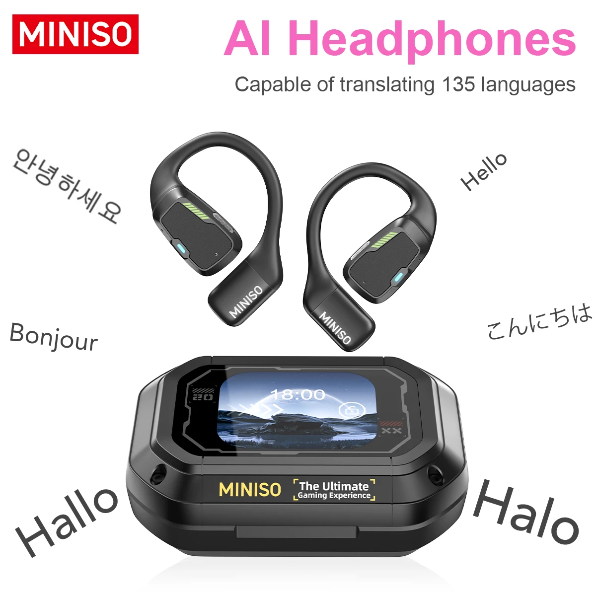 Translator Earphone  MINISO M98 AI Wireless Headphones Office Chat Headset ASMR Headset DIY APP AI Wireless Headphones with Mic