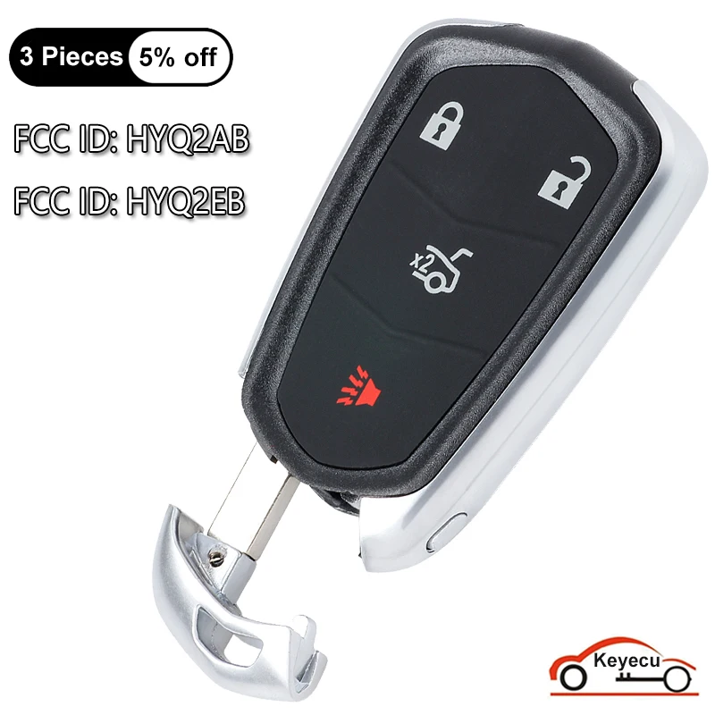 KEYECU 4 Buttons 315MHz 433MHz ID46 for Cadillac ATS XTS CTS 2014 2015 2016 2017 2018 2019 Smart Remote Key Fob HYQ2AB HYQ2EB