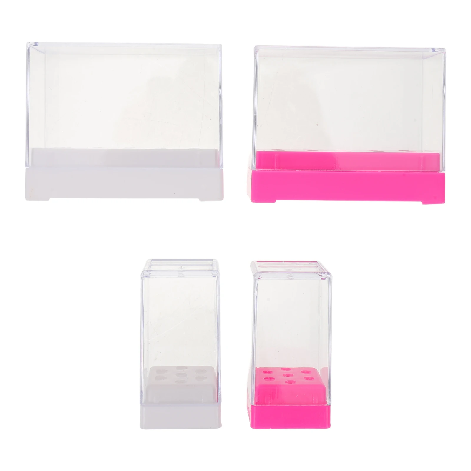 

4 Pcs Manicure Tool Storage Box Case for Nail Supplies Drill Grinding Bit Holder Nails Desktop Equipment Organizer Polisher