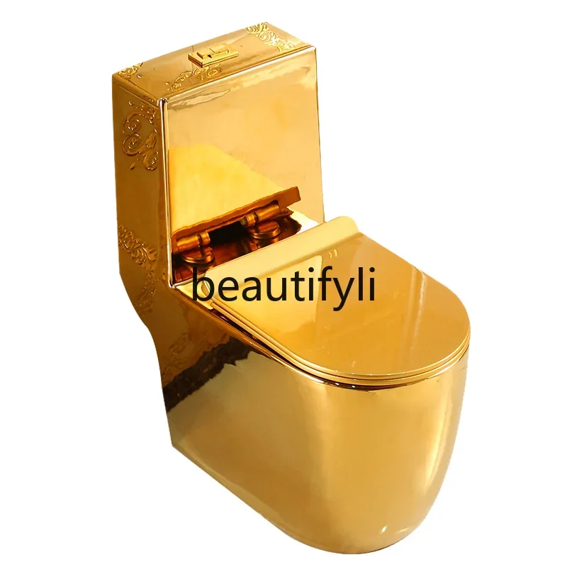 New European-style golden toilet personalized creative ceramic super swirl water-saving deodorant luxury toilet color toilet