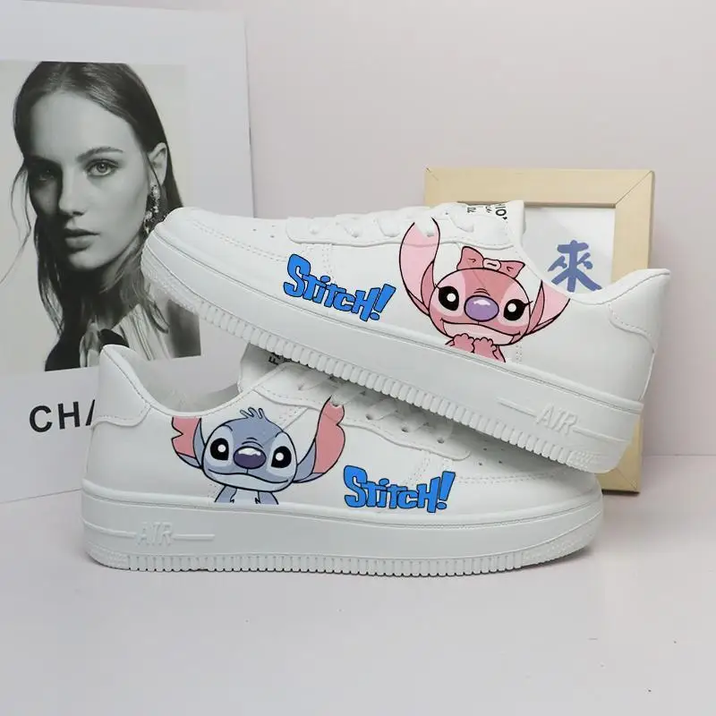 Disney-Zapatillas deportivas Lilo & Stitch para niños, zapatos blancos de tenis con dibujos animados de colores, informales, talla 35-44, 2023