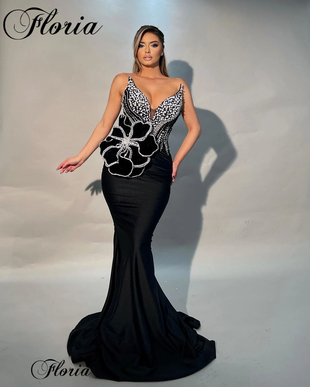 Black Velvet Prom Dresses Mermaid Sweetheart Pearls Cocktail Dresses For Women Special Engagement Dresses Vestidos De Noche