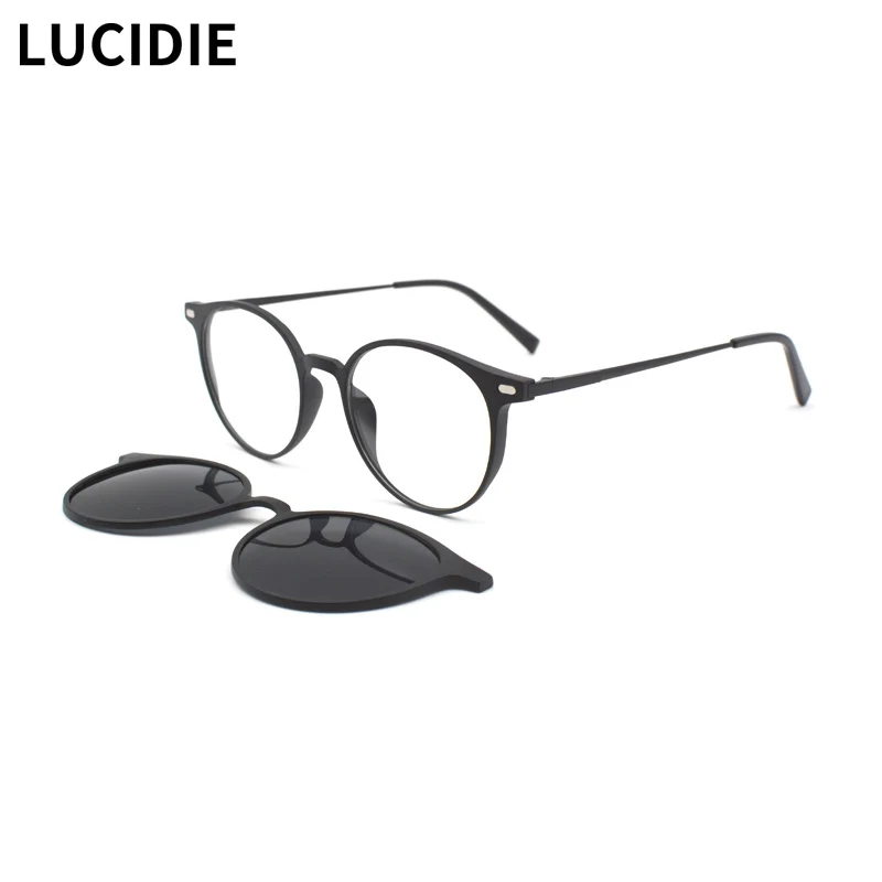 

LUCIDIE Ultem Fashion Magnetic Sunglasses Women Clip 2 IN 1 Optical Myopia Eyeglasses Men Polarized Prescription Glasses S2124