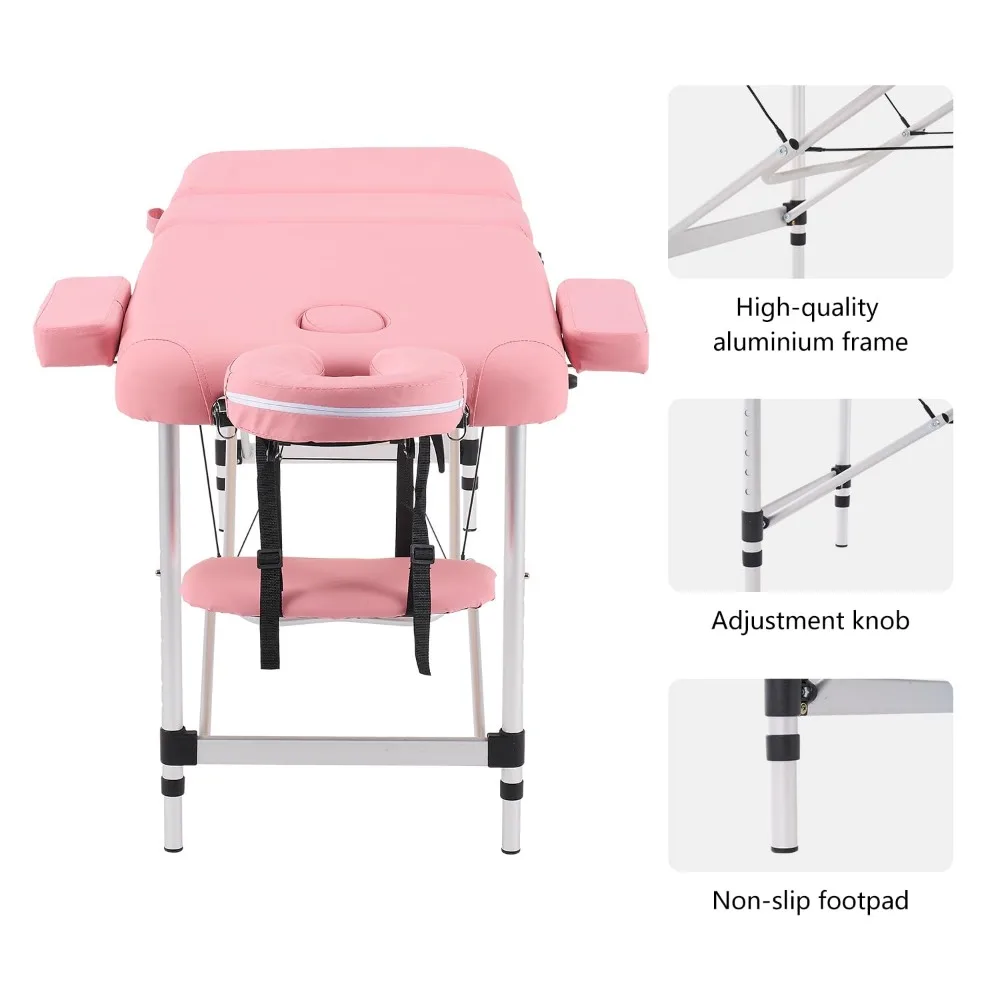 YOUNIKE Massage Tables Portable Lash Bed for Eyelash Extensions Professional Aluminum 3 Folding Lightweight Height Adjustable