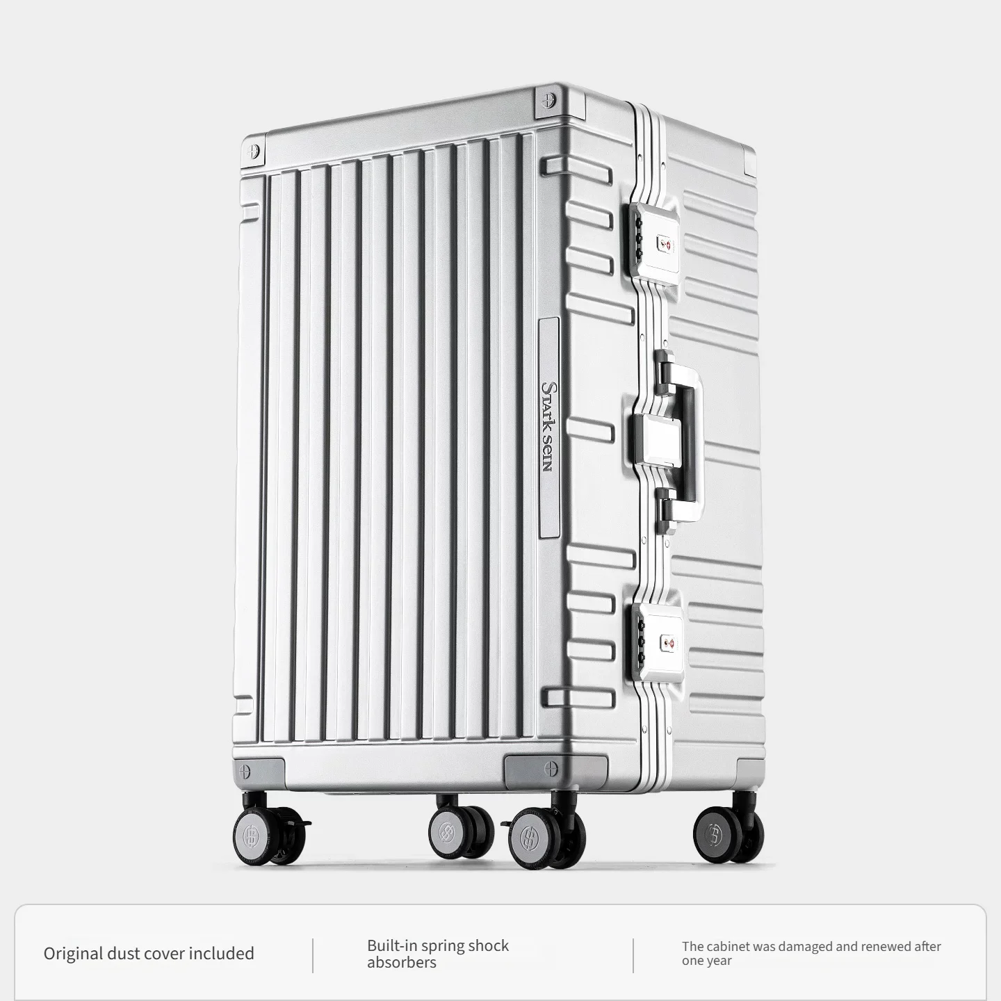 28 Inch Aluminum Frame Trolley Luggage Pure PC Hard Travel Case 3:7 Asymmetrical Compartment Extra Large Capacity Thickened Shoc