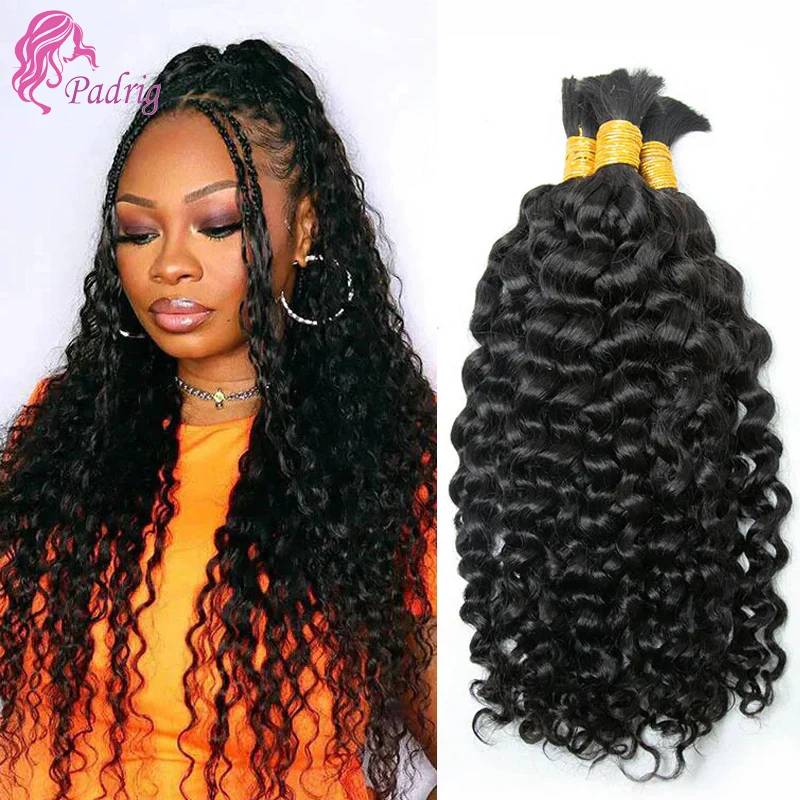 100g/PC Bulk Human Hair For Braiding Water Wave Indian Virgin Hair Extensions Natural Color 10-30 Inch Water Curly Bulk Hair