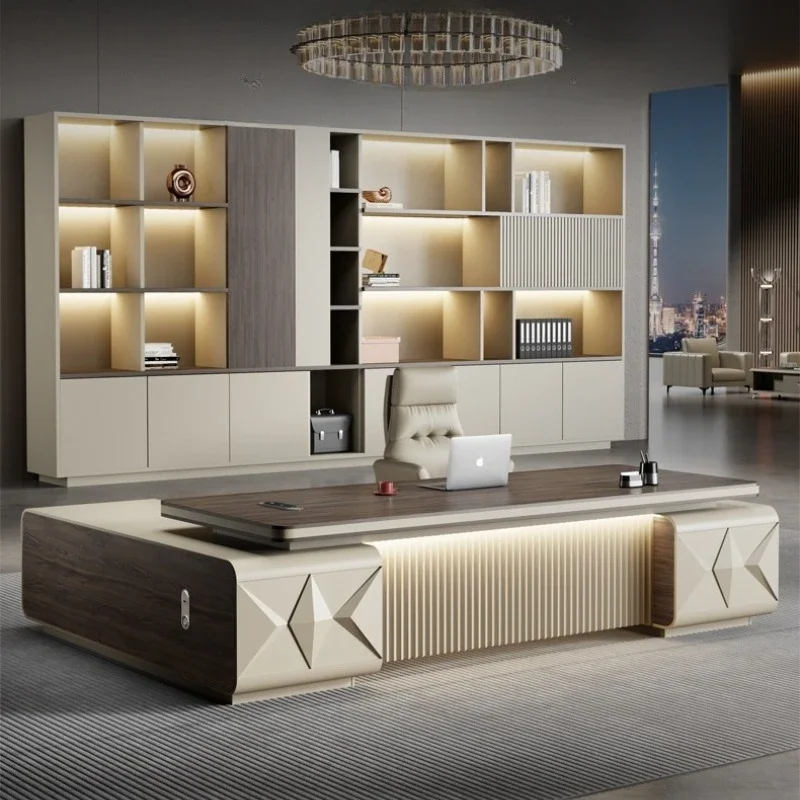 

Комбинация офисного стула l-образной формы Компьютерный стол Шкаф для документов Бурежная мебель