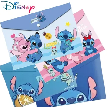 Sacs à documents Disney Stitch, taille A4, bouton-pression Transparent, grande capacité, stockage de papier de Test, fournitures scolaires pour enfants, 1/5 pièces