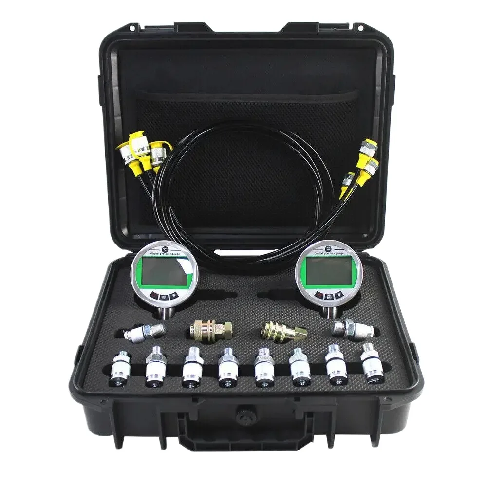 Digital Hydraulic Pressure Gauge Kit 2 Gauges 80MPA /12000PSI w/ Quick Connector for CAT Komatsu CASE John Deere 1 year warranty