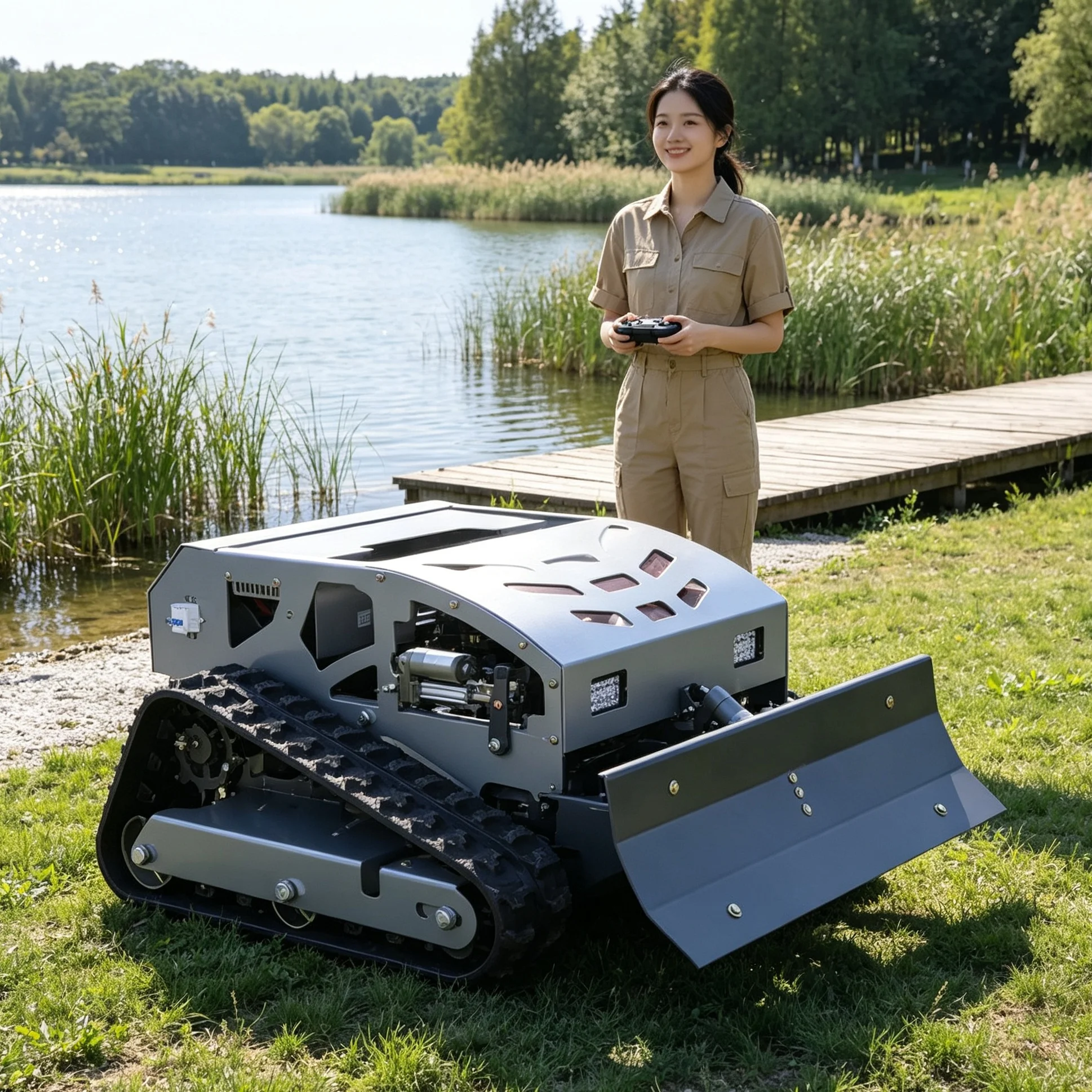 Customized for scenic area orchard slopes 550H tracked self‑propelled lawn mower, installable snow shovel accessory, low vibrati