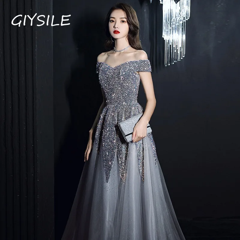 Banquet Evening Dress Female 2025 New Heavy Industry One-shoulder Temperament Dress Skirt Long Formal Dress Women Elegant Sexy