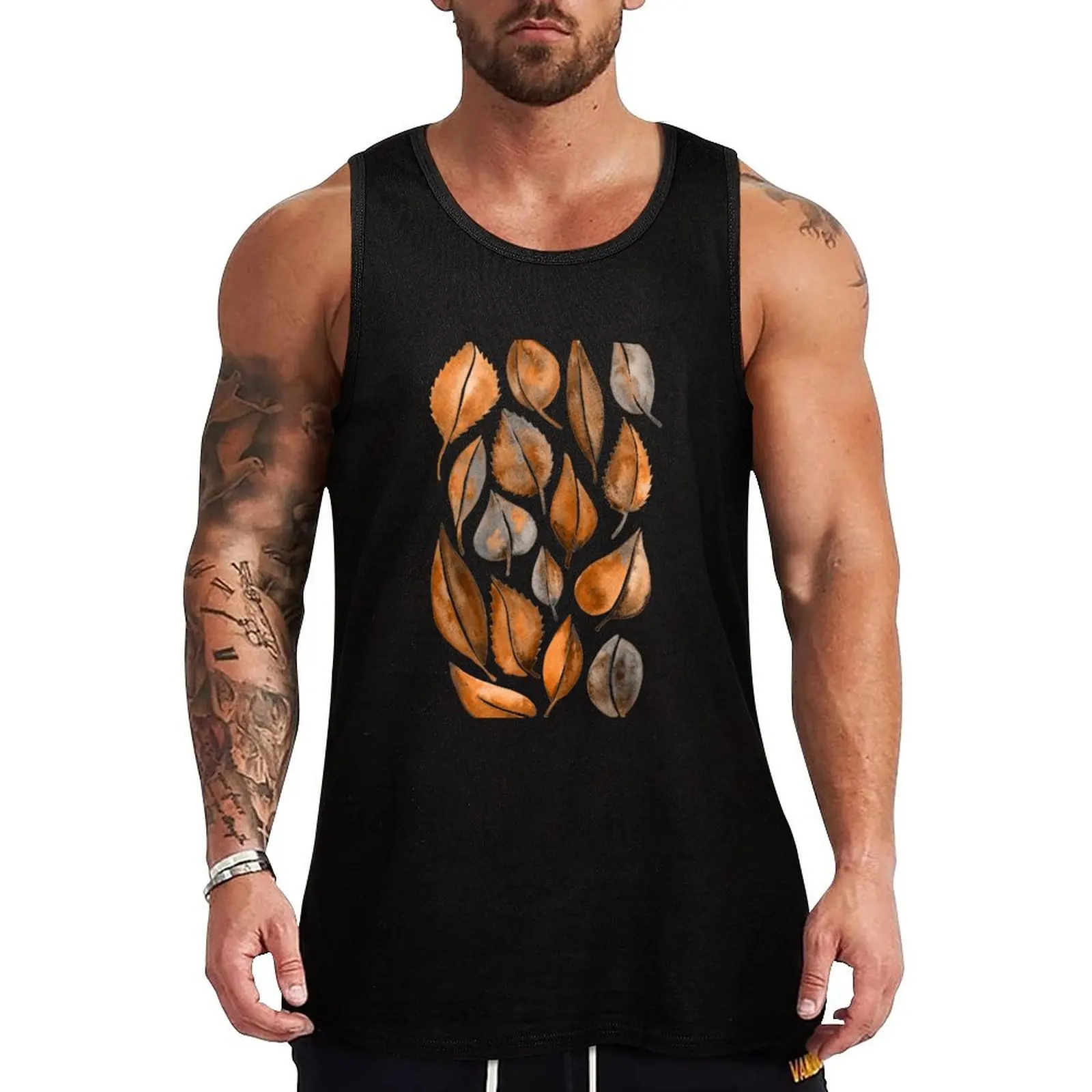 Cascading Leaves – Orange Palette Tank Top Men's gym t-shirts Gym man