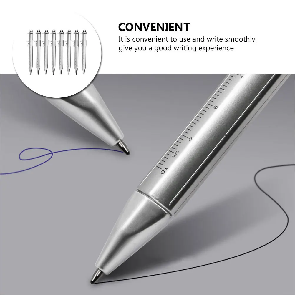 

8Pcs Student Scaled Ballpoint Pen Lightweight Comfortable Grip Multi-Function Pen for School Stationery Writing Tool Supplies