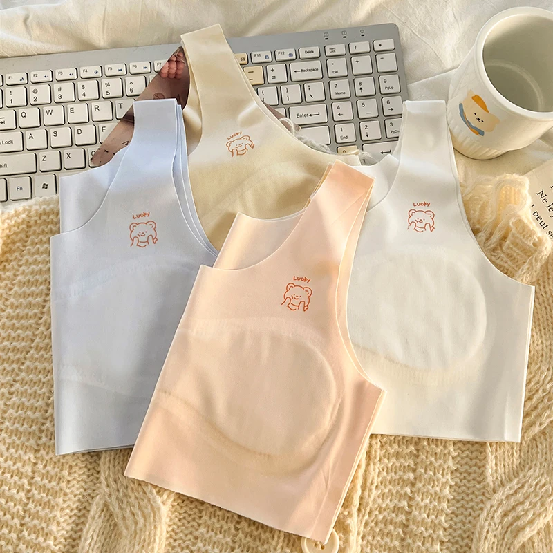 3pcs Children's Bras Teenagers Comfortable Breathable Simple Training Bra Vest Soft Elastic Skin Friendly Lingerie For Girls image 2