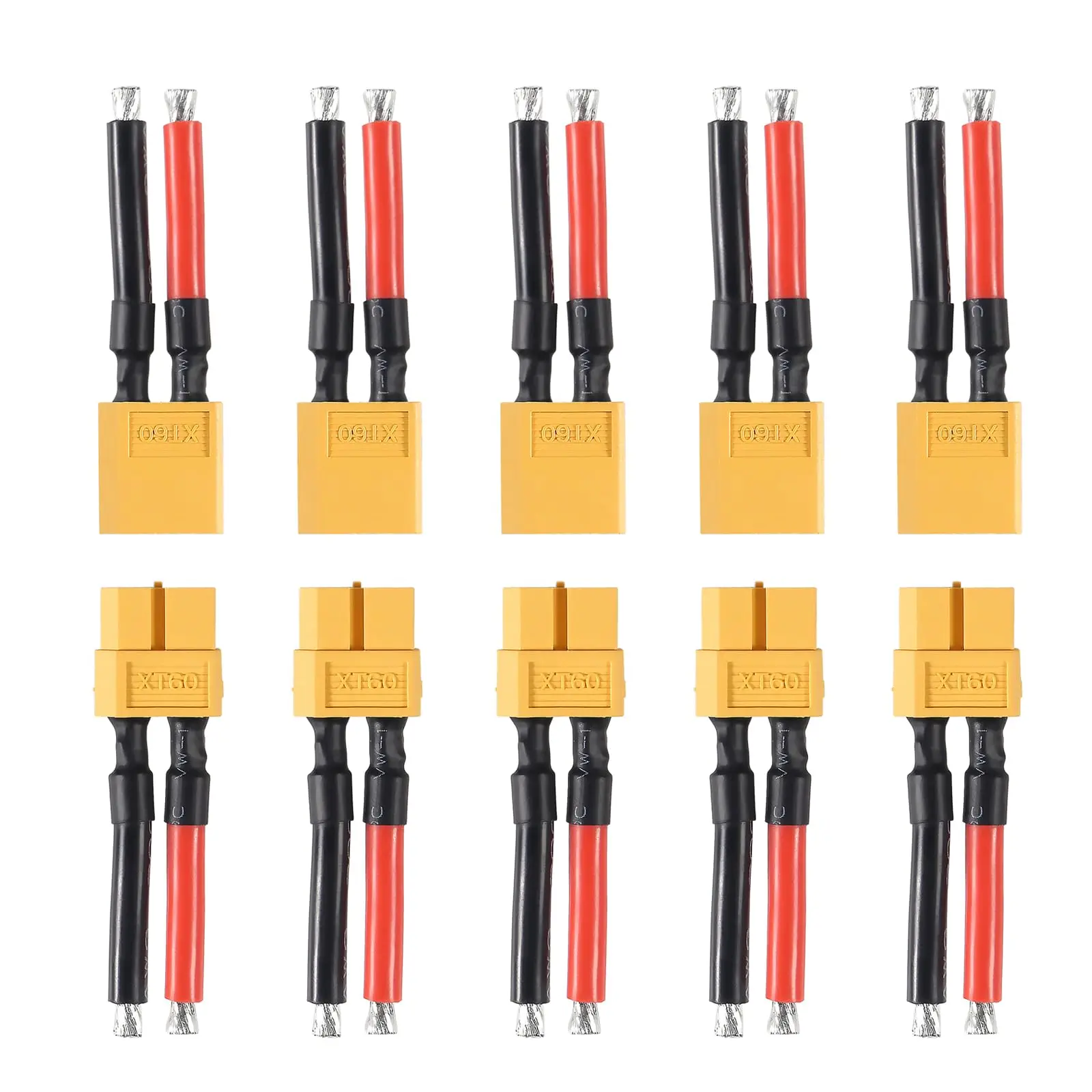 5 Pairs XT60 Plug Female and Male Connector with 12AWG Silicon Wire for RC Lipo Battery Cable Drone