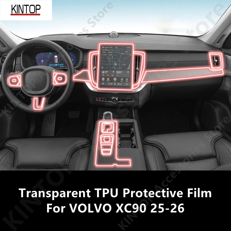 

For VOLVO XC90 25-26 Car Interior Center Console Transparent TPU Protective Film Anti-scratch Repair Film Accessories Refit