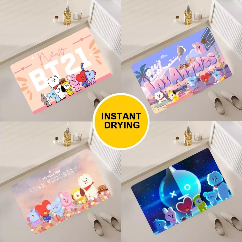 BEAST KINGDOM Kpop BT21 Cute Floor Mat Bedroom Kitchen Door Bath House Super Absorbent Foot Non-slip