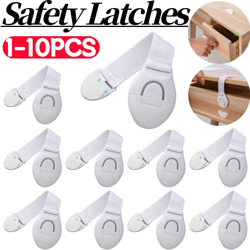1/10pcs Child Safety Strap Locks No Drilling Cabinet Locks Adhesive Versatile for Cupboards Door Window Refrigerator