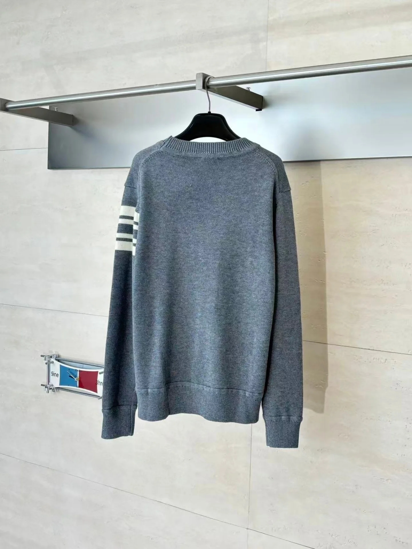 Towel Logo Knitted Wool Sweater Faionable Low-key Sli All-match round Ne Overhead Men's Knitted Sweater Soft Warm Thi